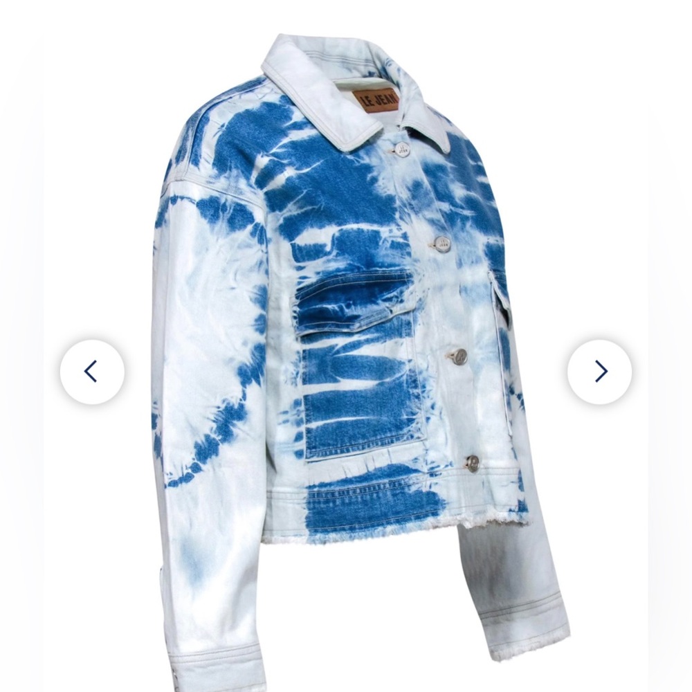 Le Jean RTW SP21 Tie Dye Wash Jacket Dylan Jacket in Indigo NTW